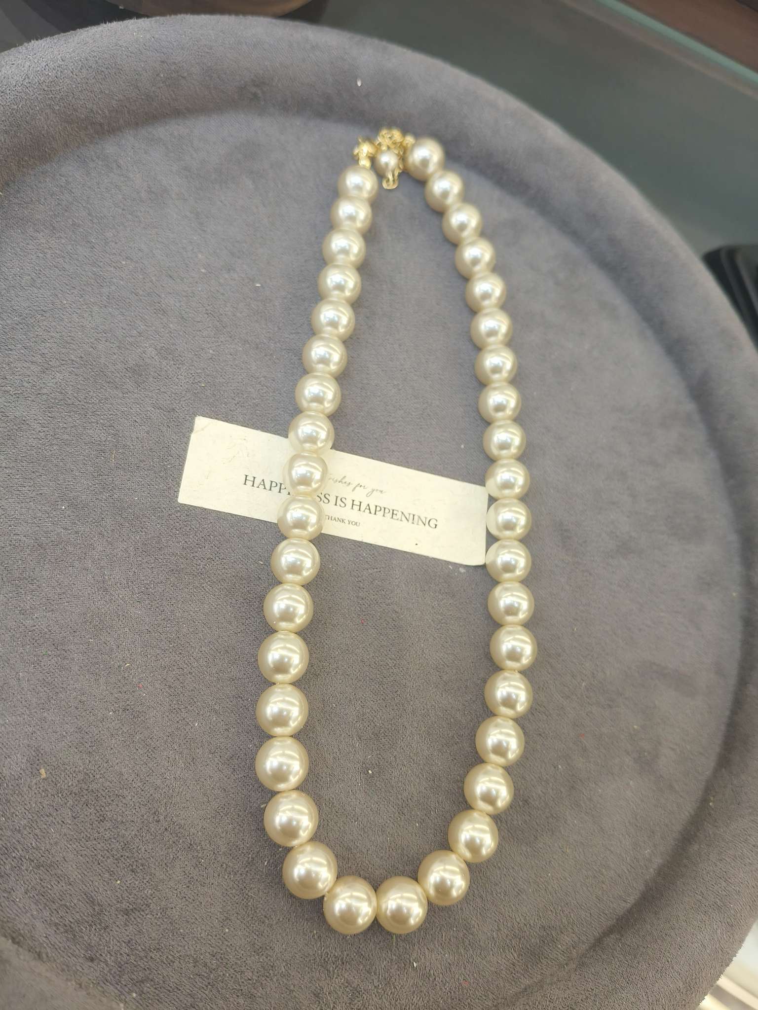 10mm香槟色施家珍珠项链女 轻奢小众高级感锁骨链 百搭颈链饰品详情图5