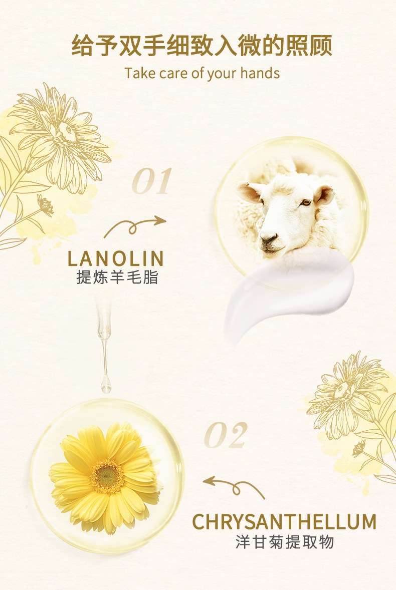 Australian imported Oliviam Chamomile lanolin Hand Cream 70g, long-lasting moisturizing, nourishing and anti-wrinkle detail image 4