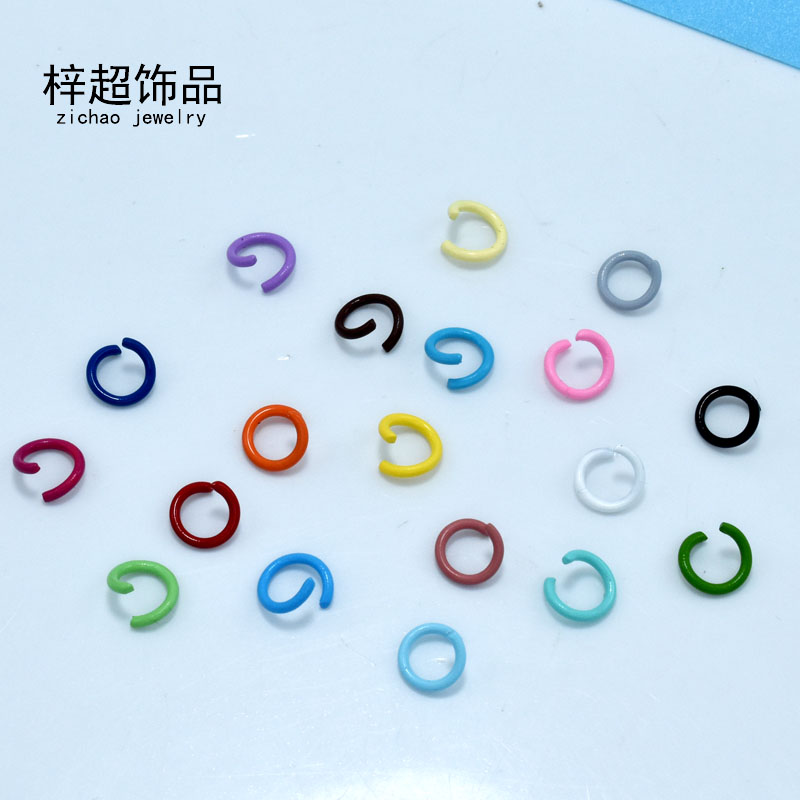 diy accesorios accesorios color hornear laca color caramelo anillo abierto 1.2*8 llavero llavero anillo de conexión details Picture