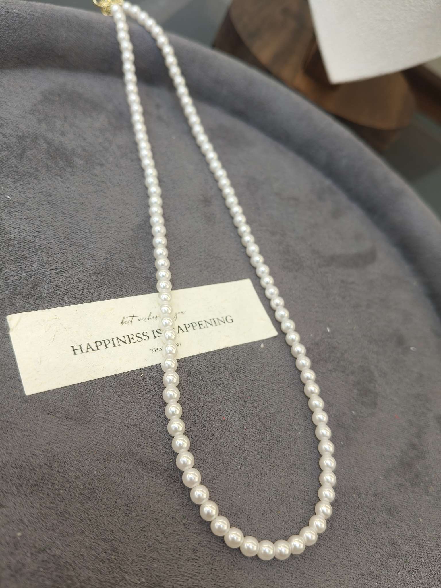 4mm施家珍珠项链女 轻奢小众高级感锁骨链 百搭颈链饰品白底实物图