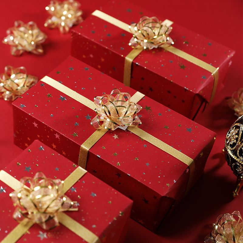 Snow gauze, star flower, ribbon gift packaging, ribbon latte art, small birthday and festival gift box, decorative latte art Item Picture