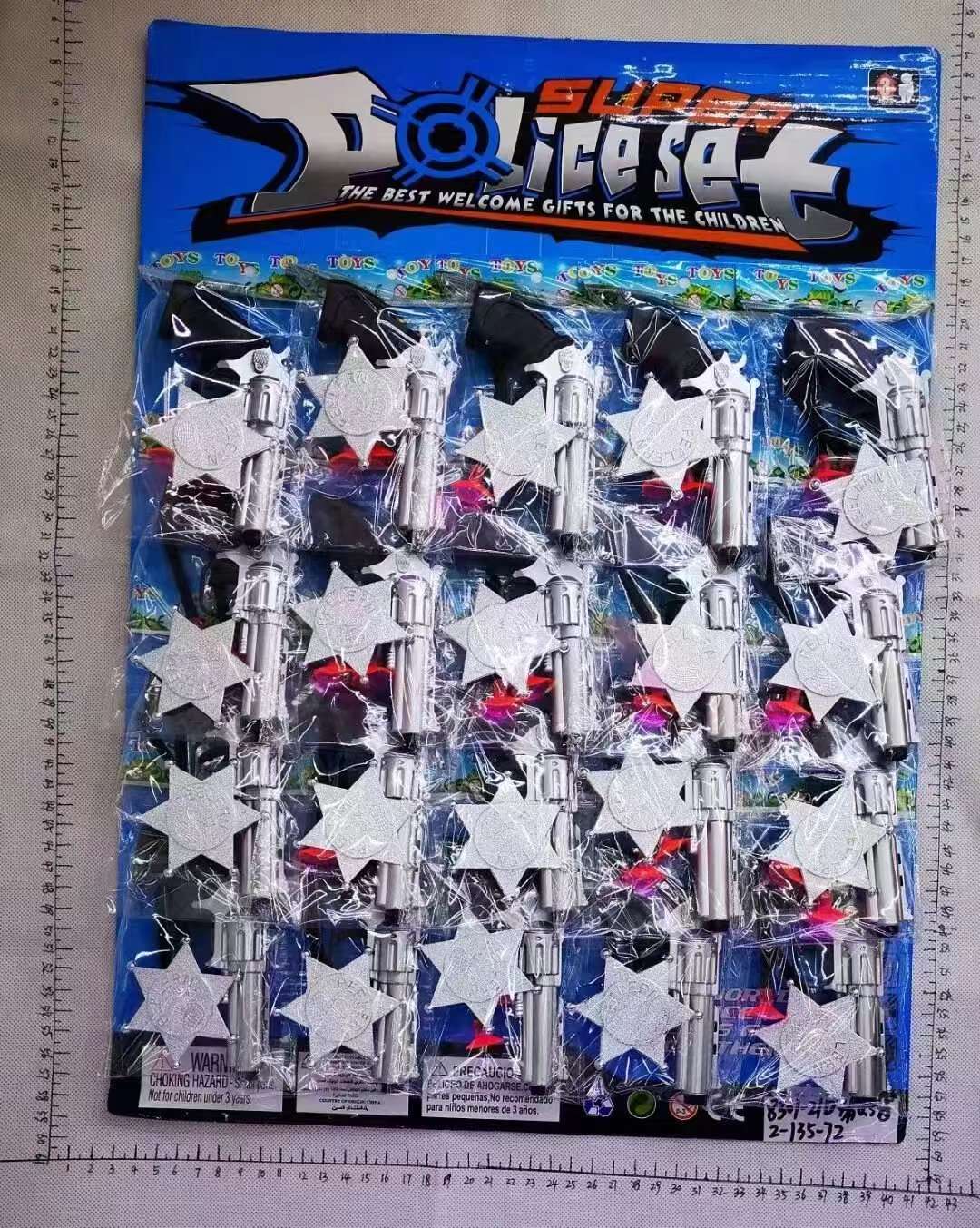 儿童警察玩具枪套装 银金双色 学校表演道具 吸卡装批发详情图2