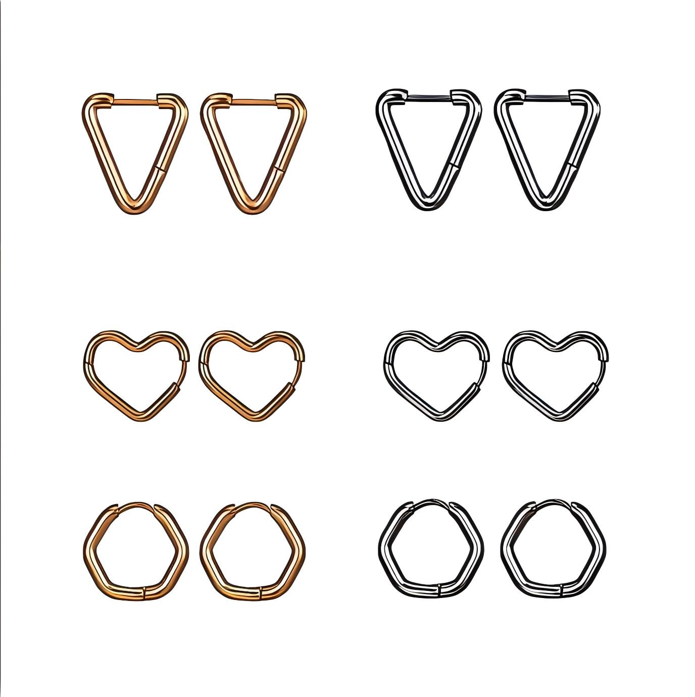 金色银色几何造型金属耳环米珠耳饰简约时尚设计