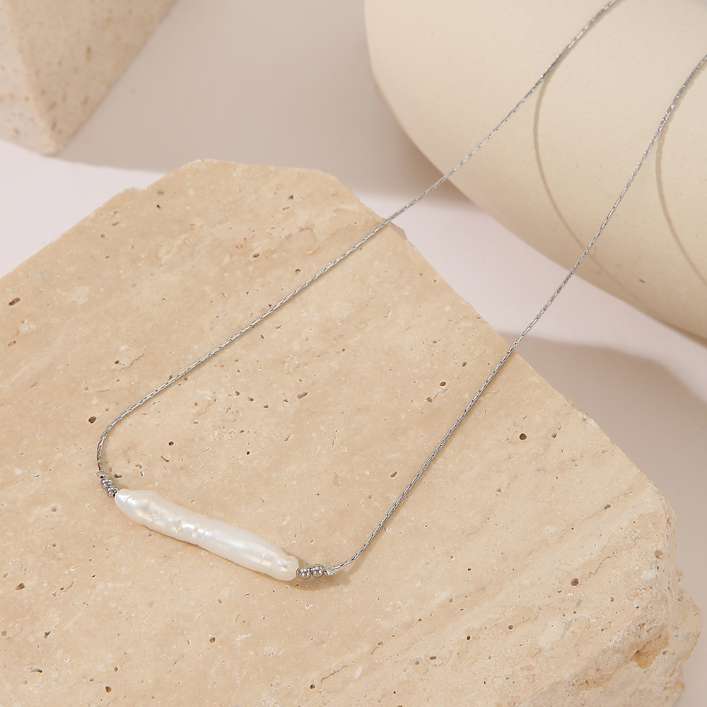 云逸饰家 2026新款极简巴洛克金色链条银色链条保色珍珠吊坠项链女款拼接气质天然石珍珠项链详情6