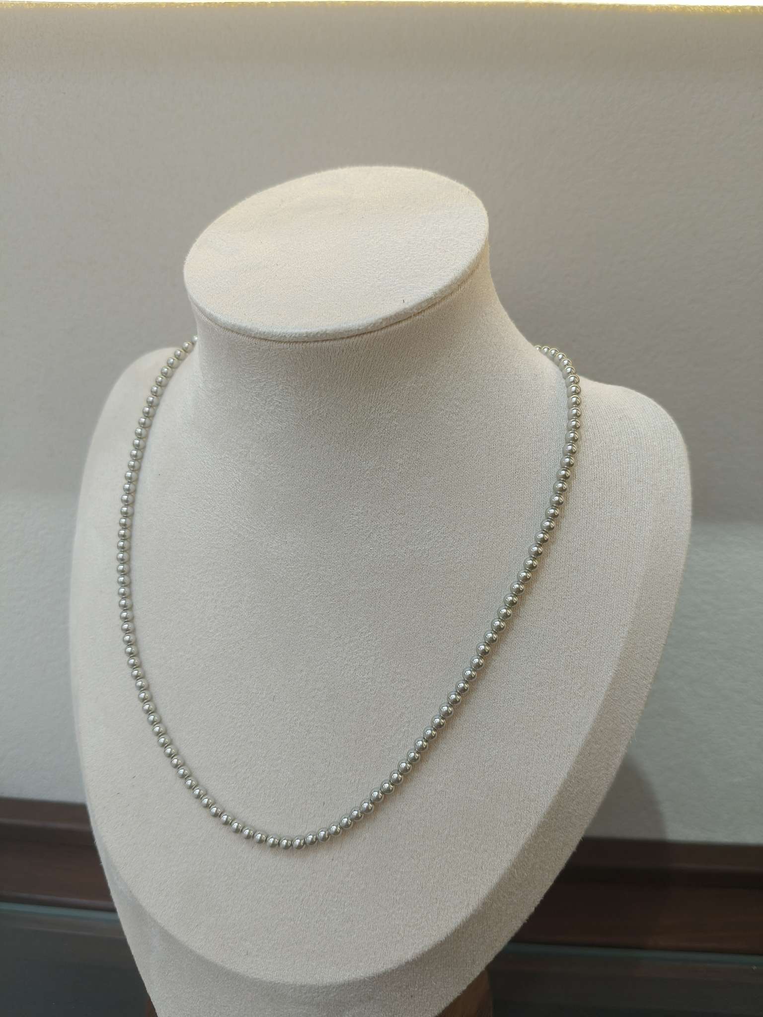 3mm灰色施家珍珠项链女 轻奢小众高级感锁骨链 百搭颈链饰品详情图3