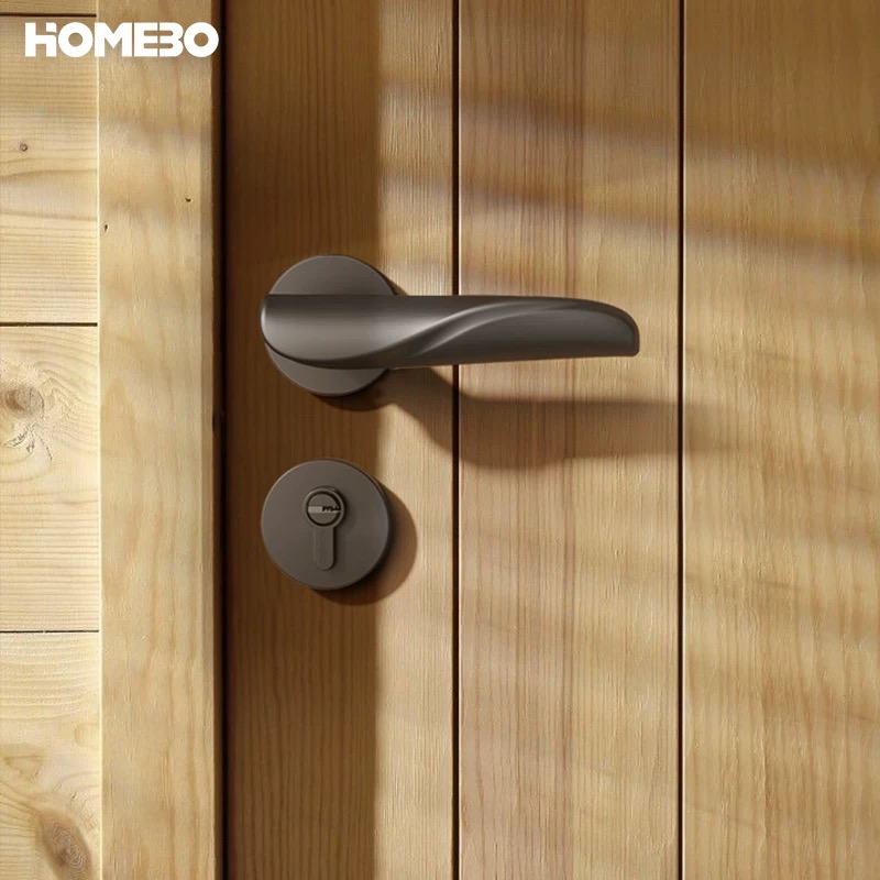 Haobao door lock, indoor silent bedroom room magnetic minimalist lock, bathroom home simple solid wood door handle Application Scenario