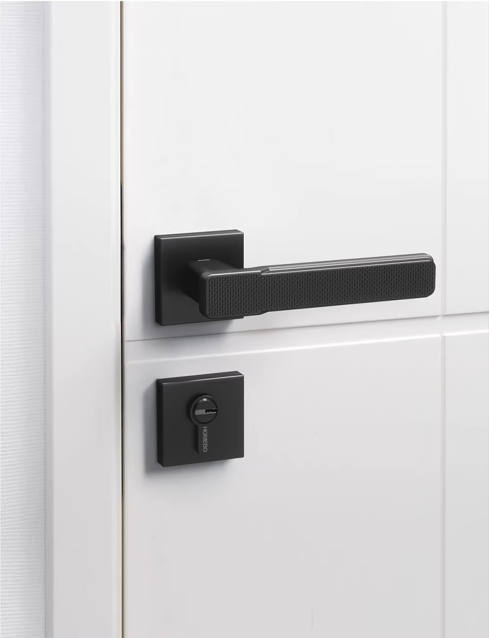 Haobao black door lock, indoor bedroom magnetic silent bathroom solid wood door handle, simple home door lock pic 3