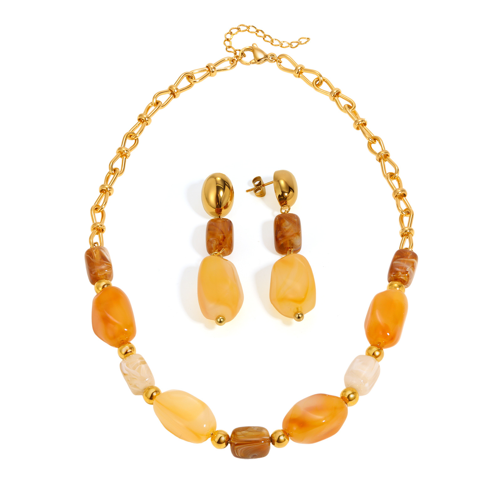 欧美风夸张流行大项链项链 树脂珠项链女款轻奢时尚锁骨链韩版ins风简约设计 彩色多巴胺高级项链