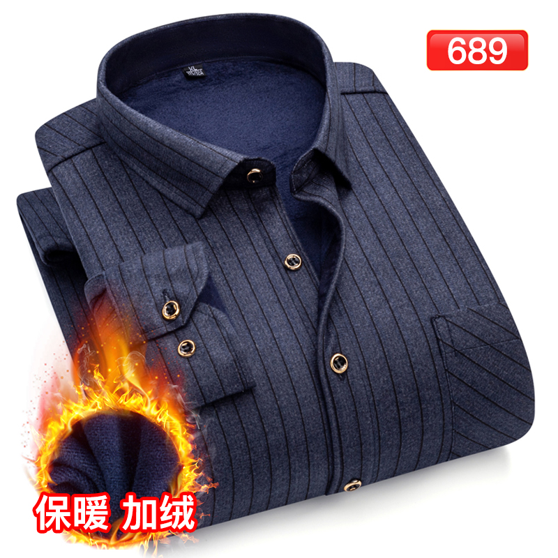 Men's warm jacket, double-sided fleece thickened long-sleeved checked shirt, winter style for export details Picture