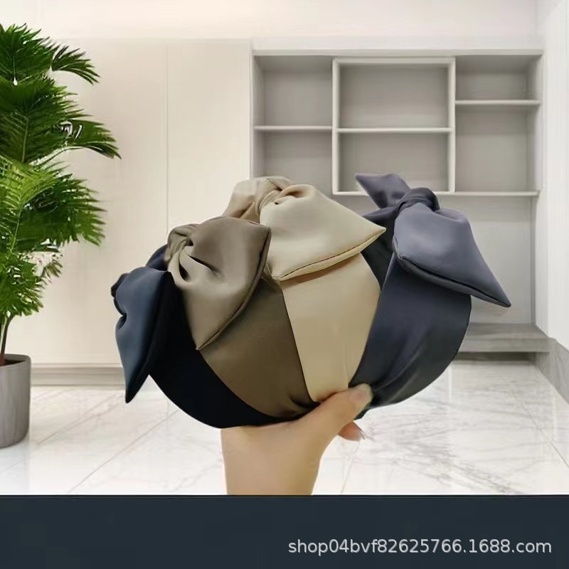 Fashionable and high-end style, versatile for daily use, large satin bow headband, hair accessory, knotted headband