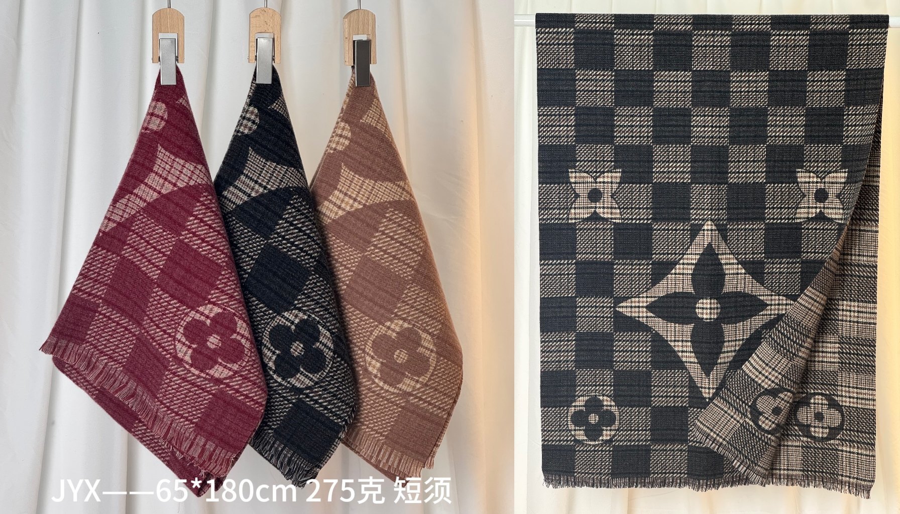 New order style cross-border wholesale scarves, e-commerce live streaming, double-sided checkered supplier supply Specification image