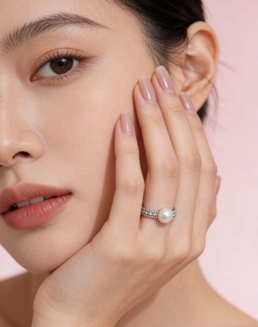 S925银天然珍珠女式戒指银质简约时尚婚戒