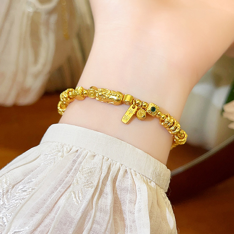Ancient-style sand-gold PI Xiu copper coin bracelet for women, light luxury, niche and exquisite bracelet, 2026 new style, layered jewelry Specification image