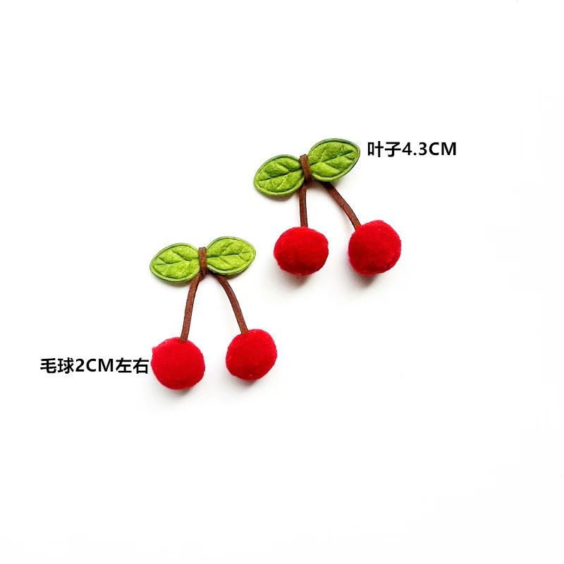 红樱桃叶子对对球杨梅高弹毛球2公分大红樱桃涤纶毛球diy饰品配件 手工DIY饰品产品图