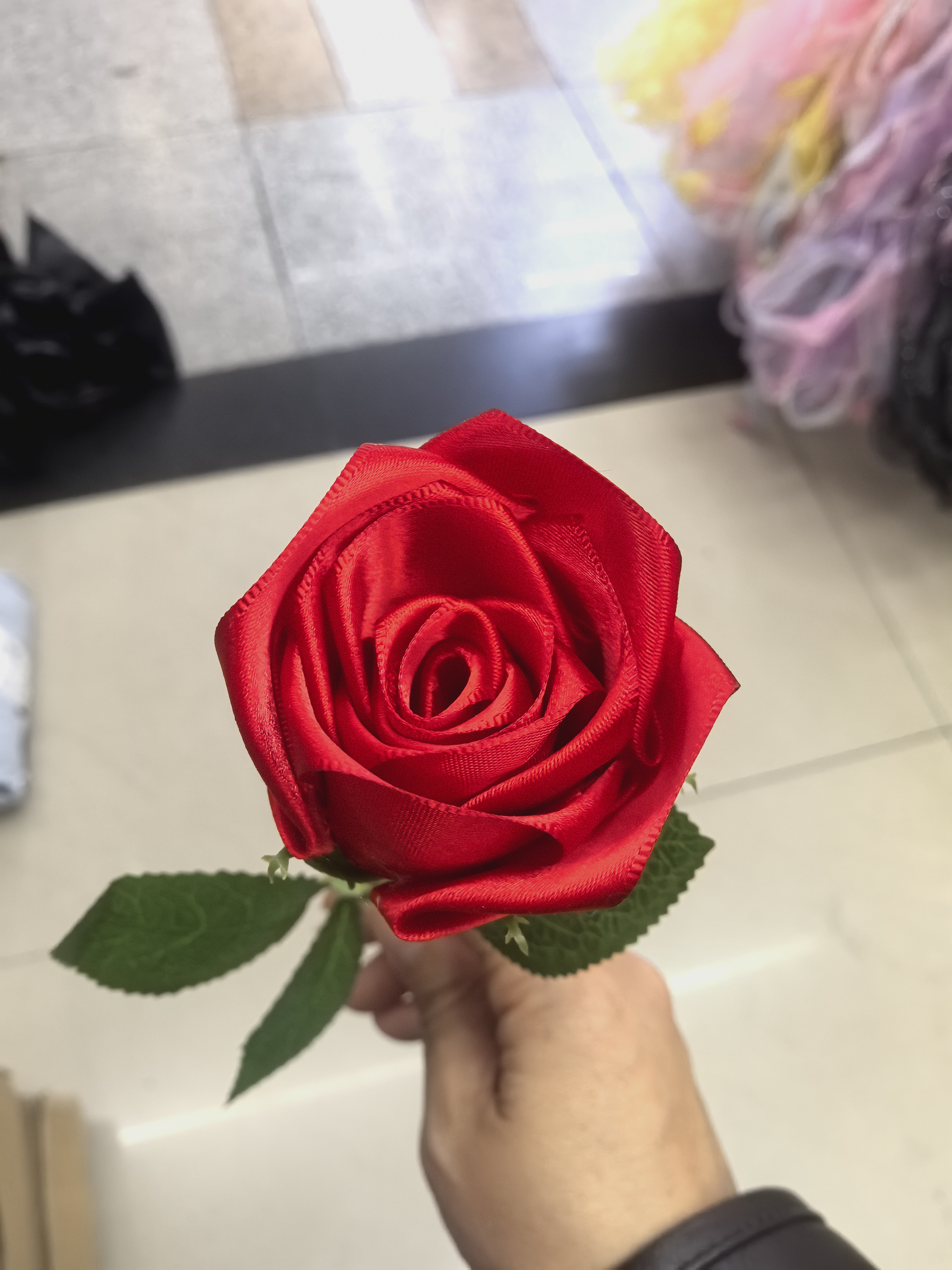 手工织带仿真玫瑰花带花杆教师节情人节礼品花束送女生礼物