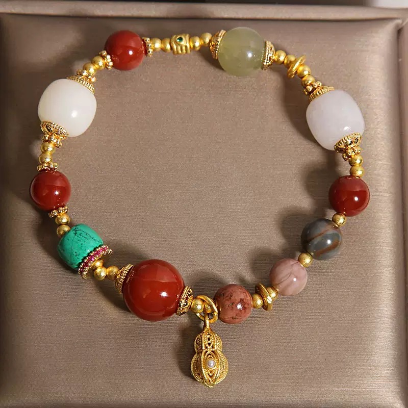 【 Ya Jin Pei Jewelry 】 Alxa Agate Multi-treasure Bracelet with Good Peanuts