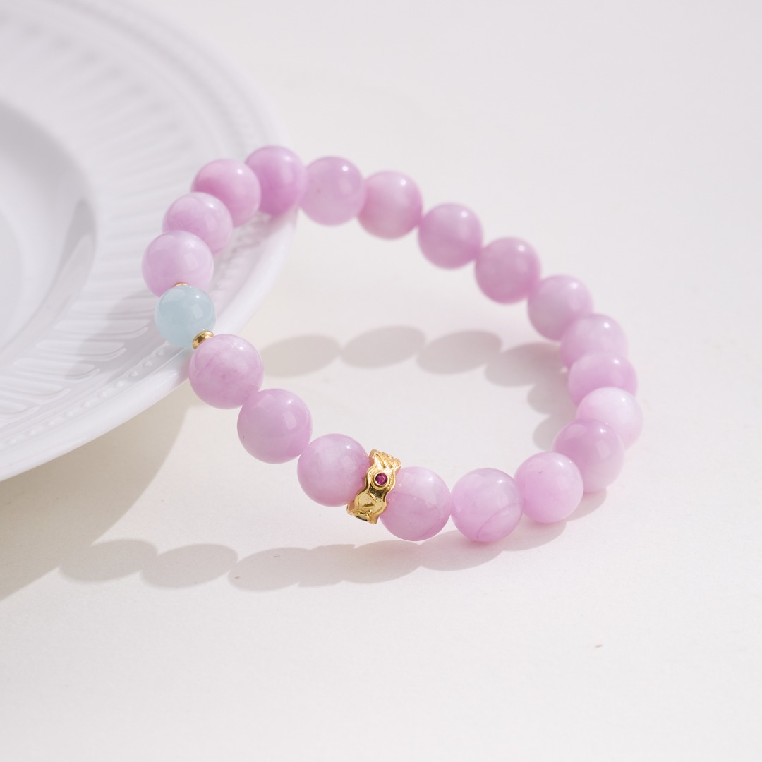 【 Ya Jin Pei Jewelry 】8mm Natural purple Lithium Sapphire Aquamarine Design Series Handcrafted Specification image