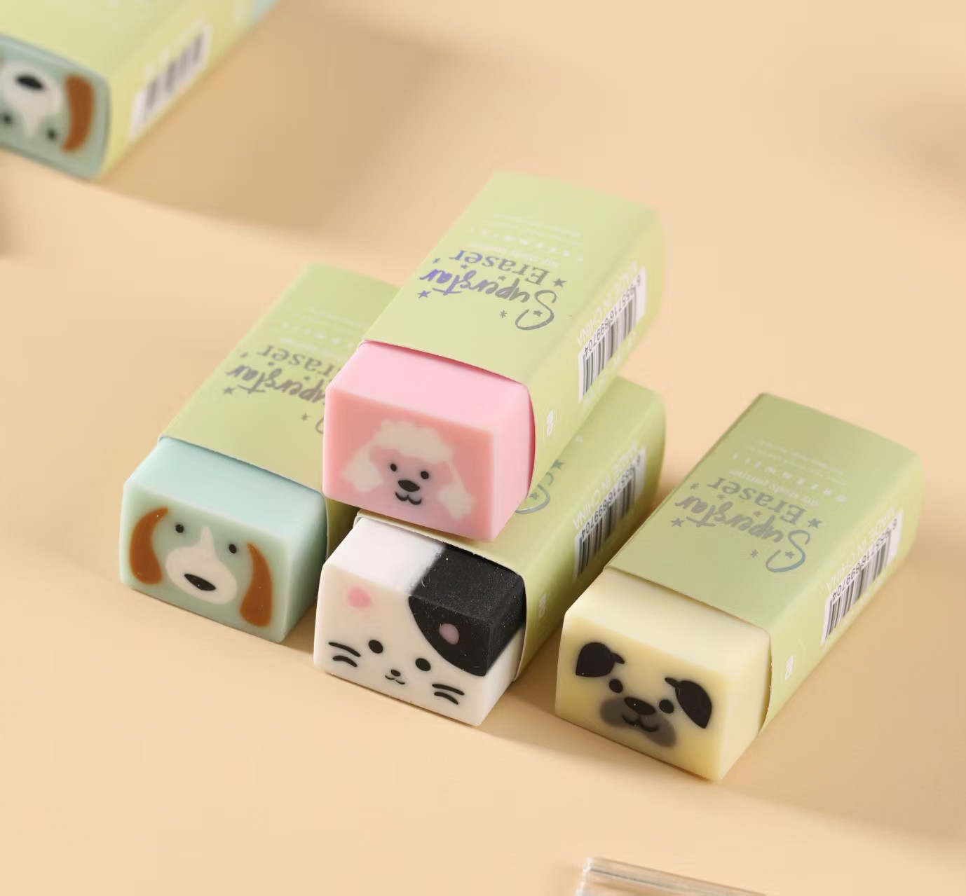 HR-09704 Cute Pet and Adorable Animal-shaped Eraser Set Stationery Eraser Blind Box, 24-piece eraser set details Picture