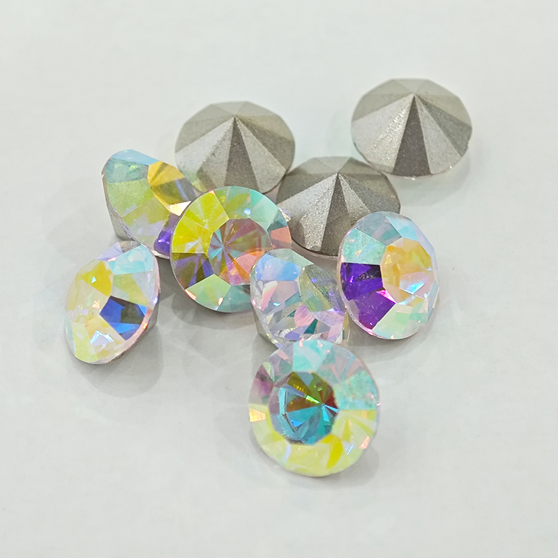仿捷克SS47尖底戏曲头饰钻 AB彩10.7mm捷克戏曲凤冠配件厂家批发