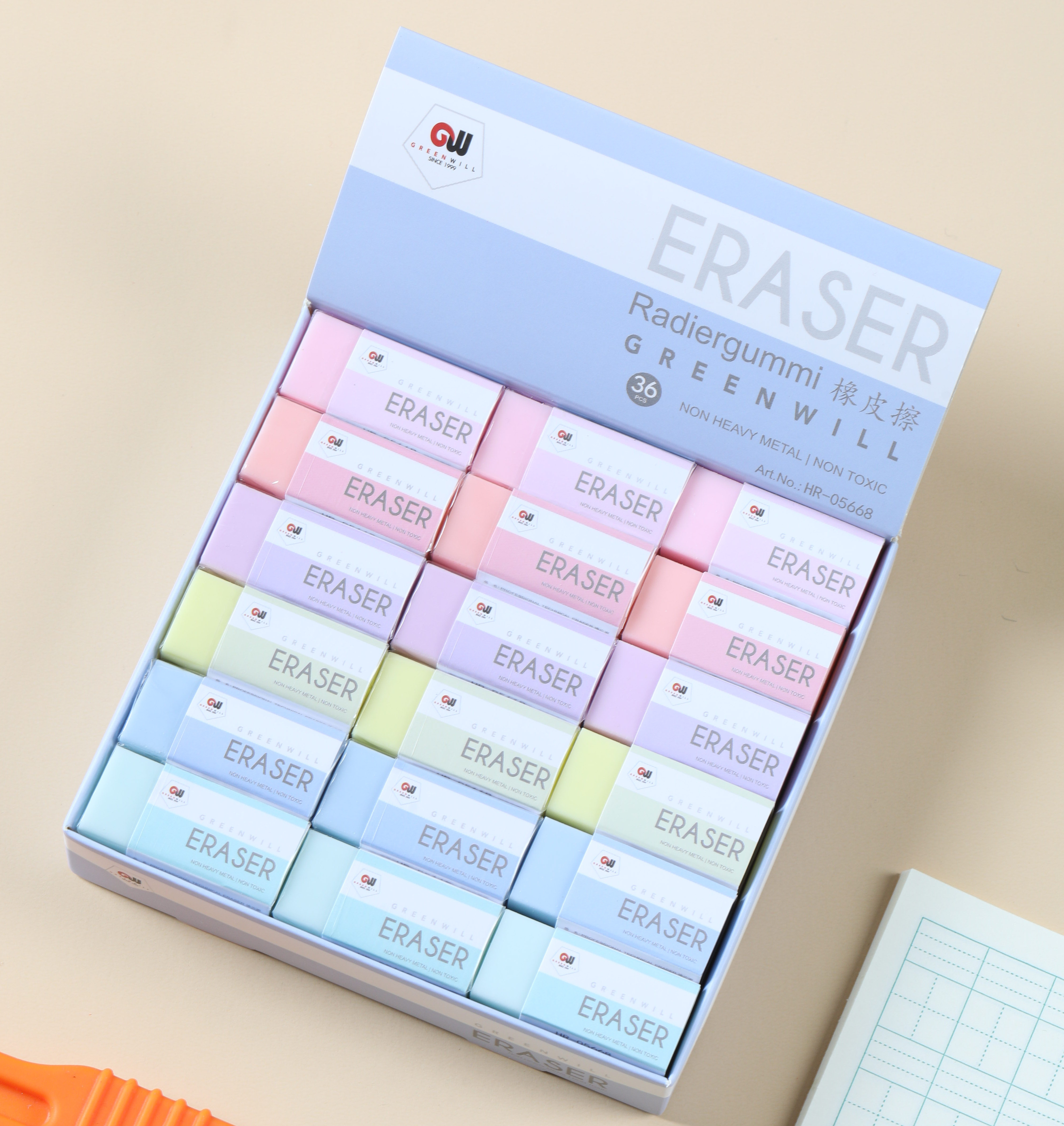 HR-05668 36-piece Color Eraser Stationery eraser Blind Box Set, box set of erasers containing various types of erasers details Picture