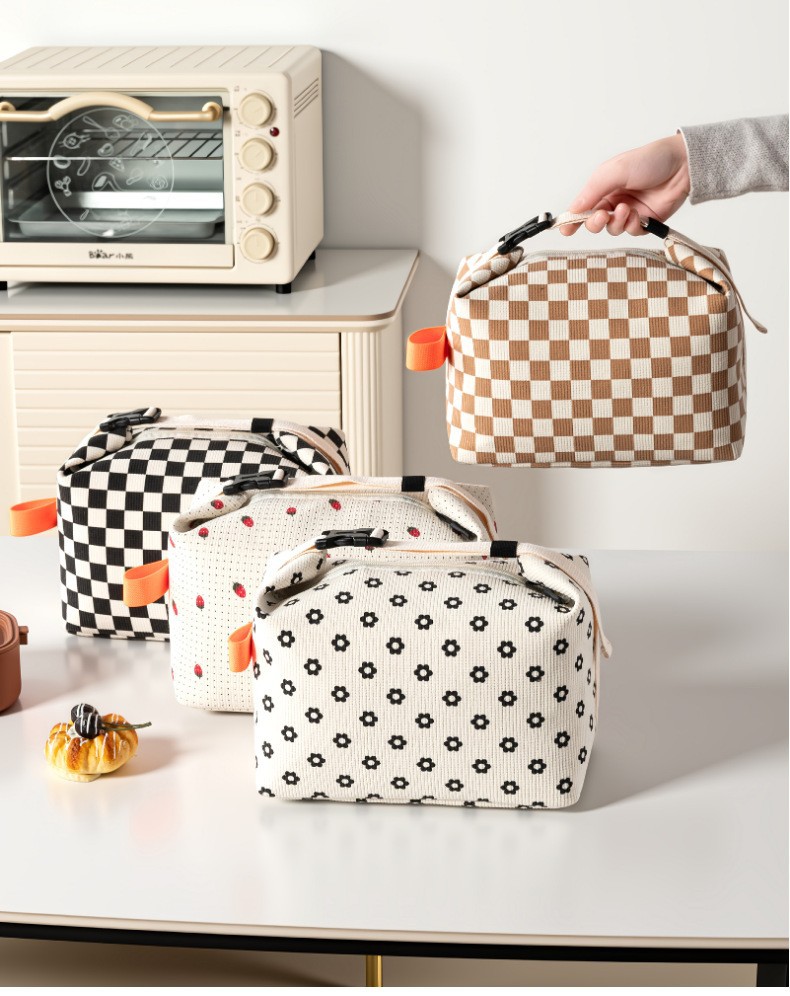 新款灯芯绒保温包大容量午餐袋上班上学带饭便当包饭盒袋户外餐包