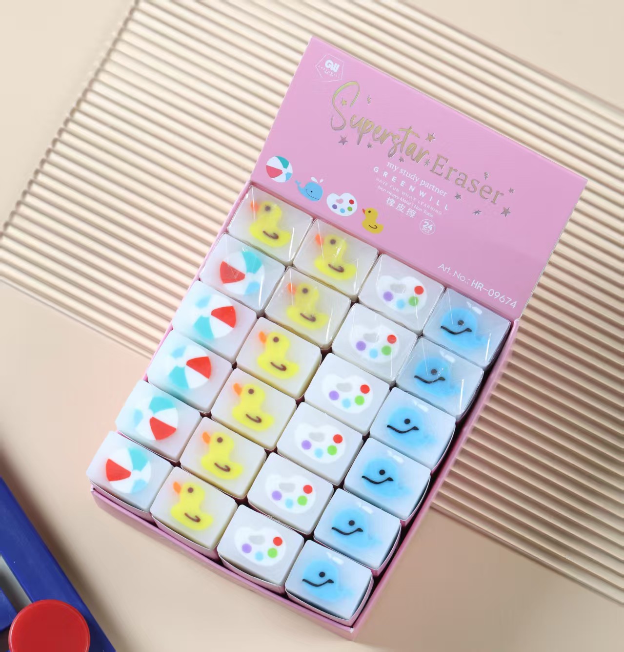 HR-09674 Holiday Colorful Duck-patterned Eraser Blind Box Set Stationery Eraser full figure