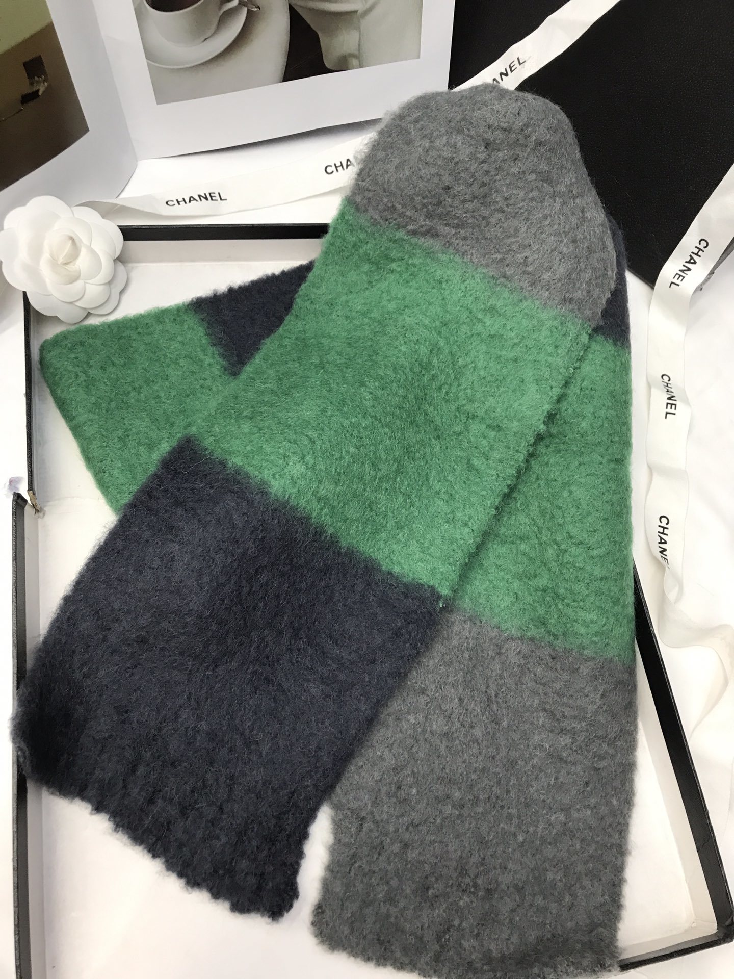Nuevo cross-border wholesale bufandas e-commerce en vivo tejer lana patchwork color supply chain suministro details Picture