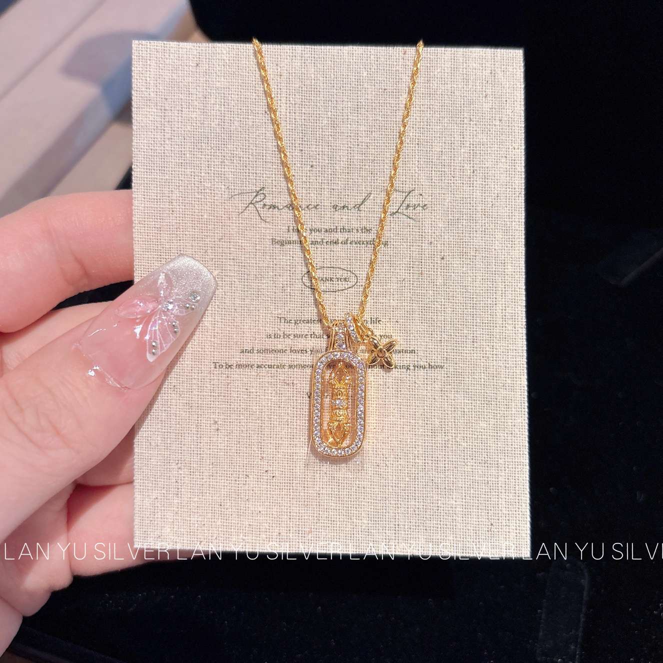 S925通体纯银时尚幸运项链女百搭气质项饰品首饰潮流款