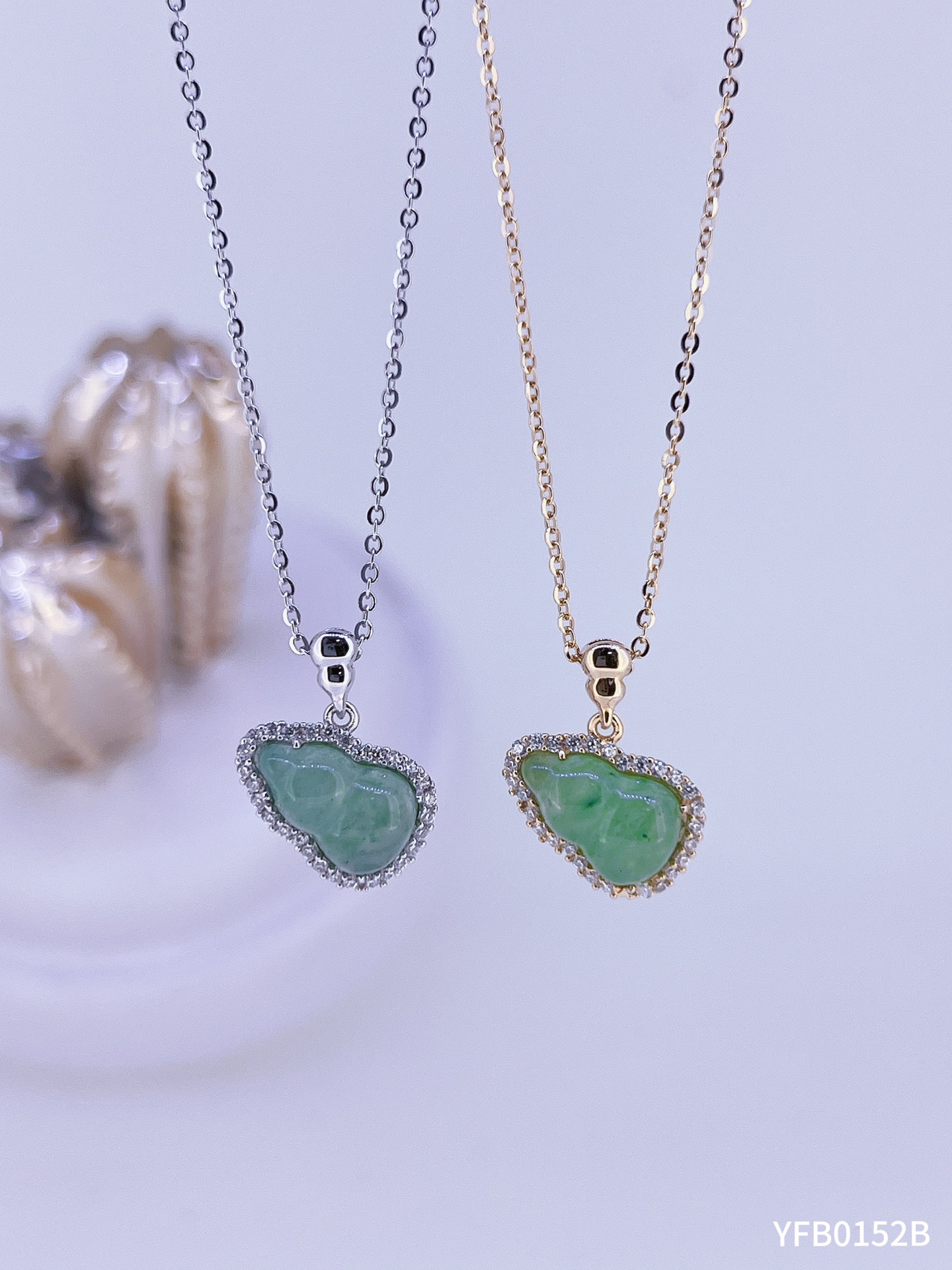 S925纯银天然非洲翠项链时尚百搭吊坠