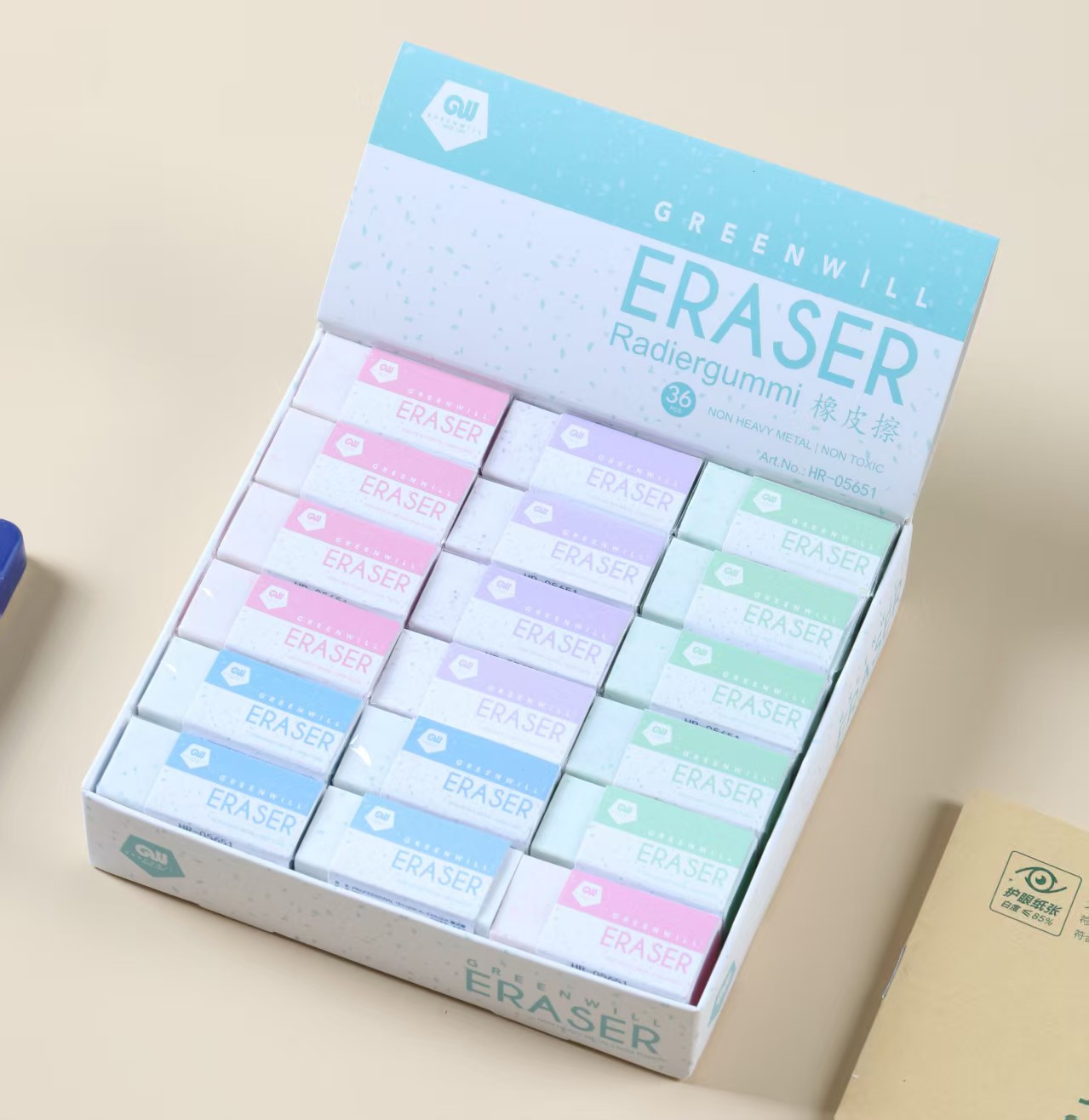 HR-05651 Colorful Eraser Stationery Eraser Blind Box Set, box set of erasers containing various types of erasers Application Scenario