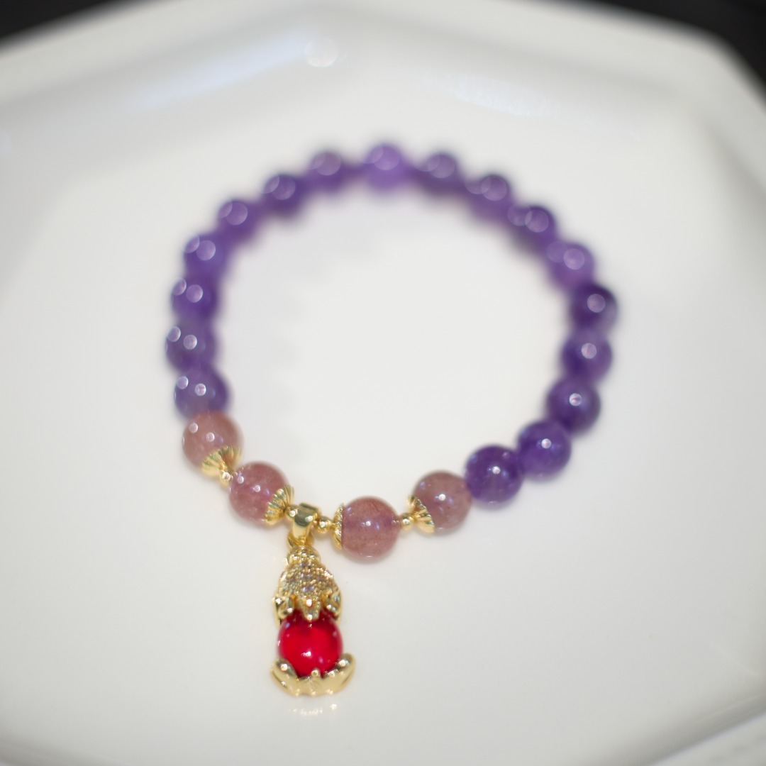 【 Yajinpei Jewelry 】 Fuyuan Amethyst Strawberry Crystal PI Xiu