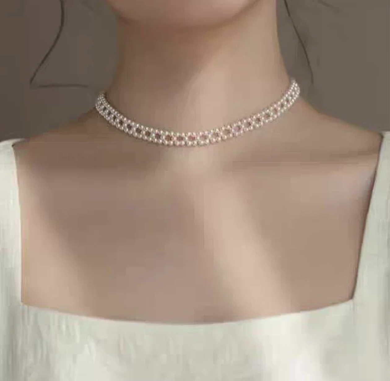 韩版韩国ins手工制作编织仿珍珠项链手链套装颈链
choker多层锁骨链珍珠链条女款拼接气质