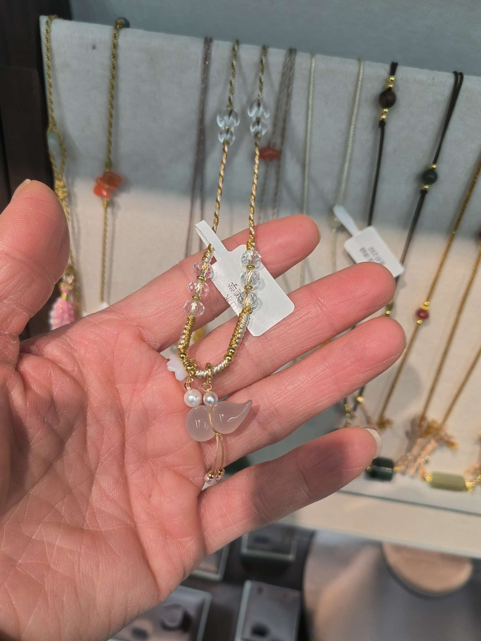 玉髓玛瑙葫芦项饰天然石项链优雅时尚饰品