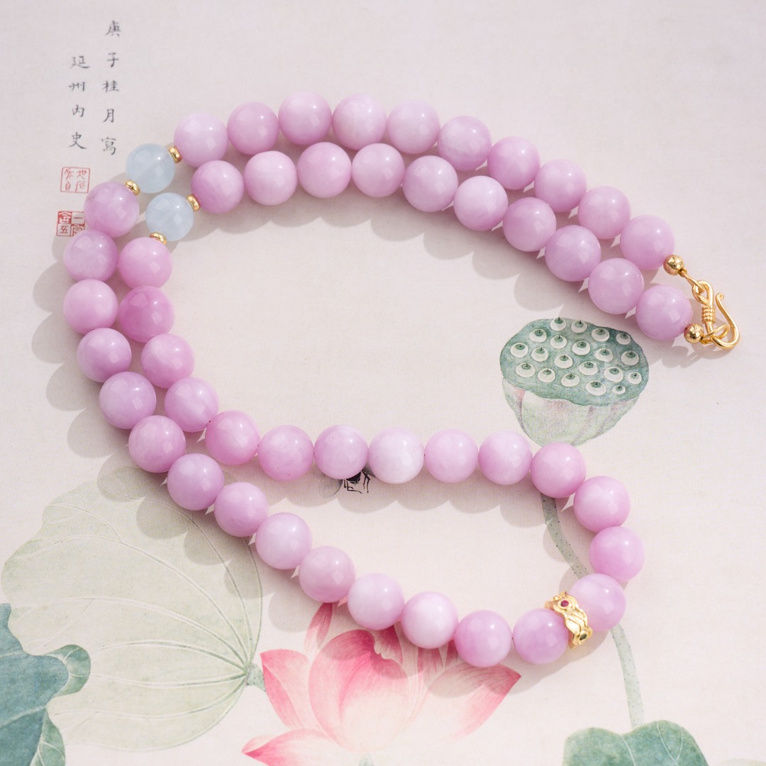 【 Ya Jin Pei Jewelry 】8mm Natural purple Lithium Sapphire Aquamarine Design Series Handcrafted