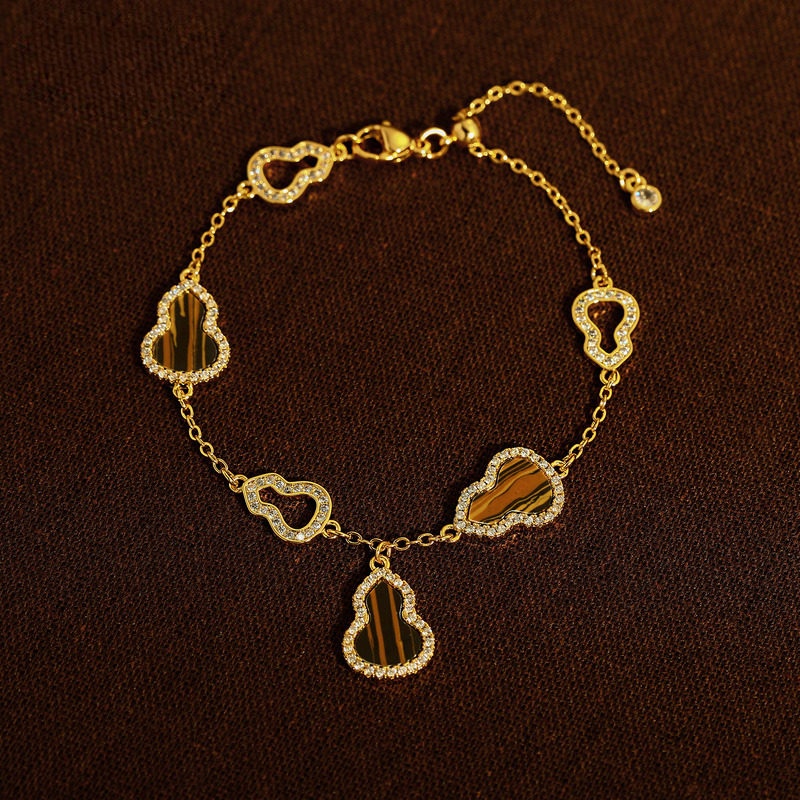 Golden tiger's eye stone micro-inlaid gourd bracelet for women 2026 new style, light luxury, niche, exquisite and high-end style best friend jewelry