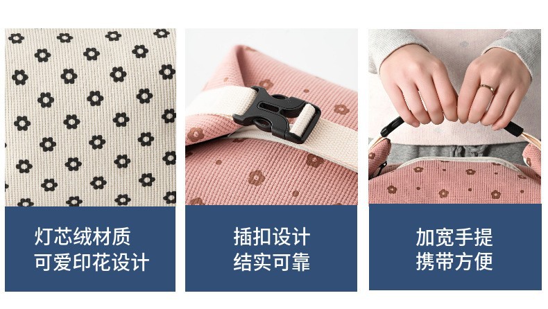 新款灯芯绒保温包大容量午餐袋上班上学带饭便当包饭盒袋户外餐包详情图3