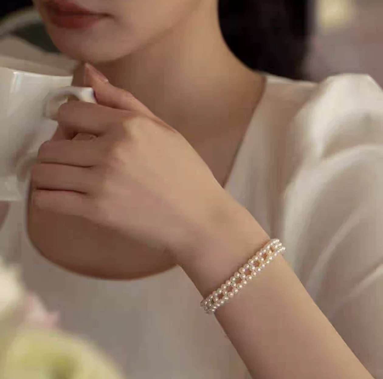 韩版韩国ins手工制作编织仿珍珠项链手链套装颈链
choker多层锁骨链珍珠链条女款拼接气质产品图