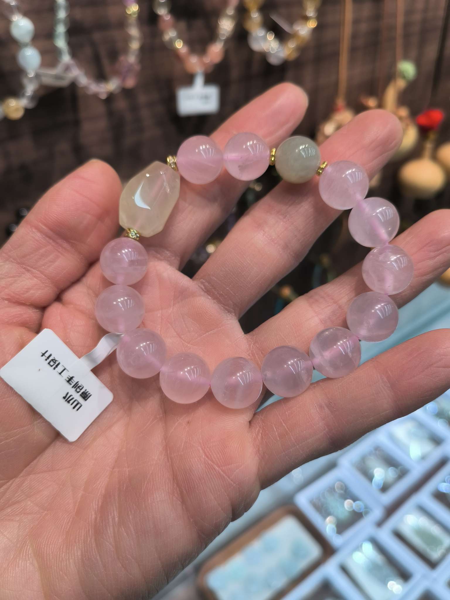 粉水晶手串女款时尚简约手链饰品