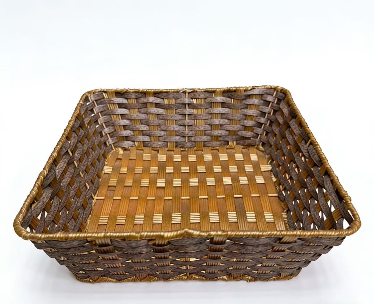 胶藤编织长方形收纳篮水果篮家居物品收纳篮杂物收纳篮收纳化妆品筐啡色收纳篮复古风