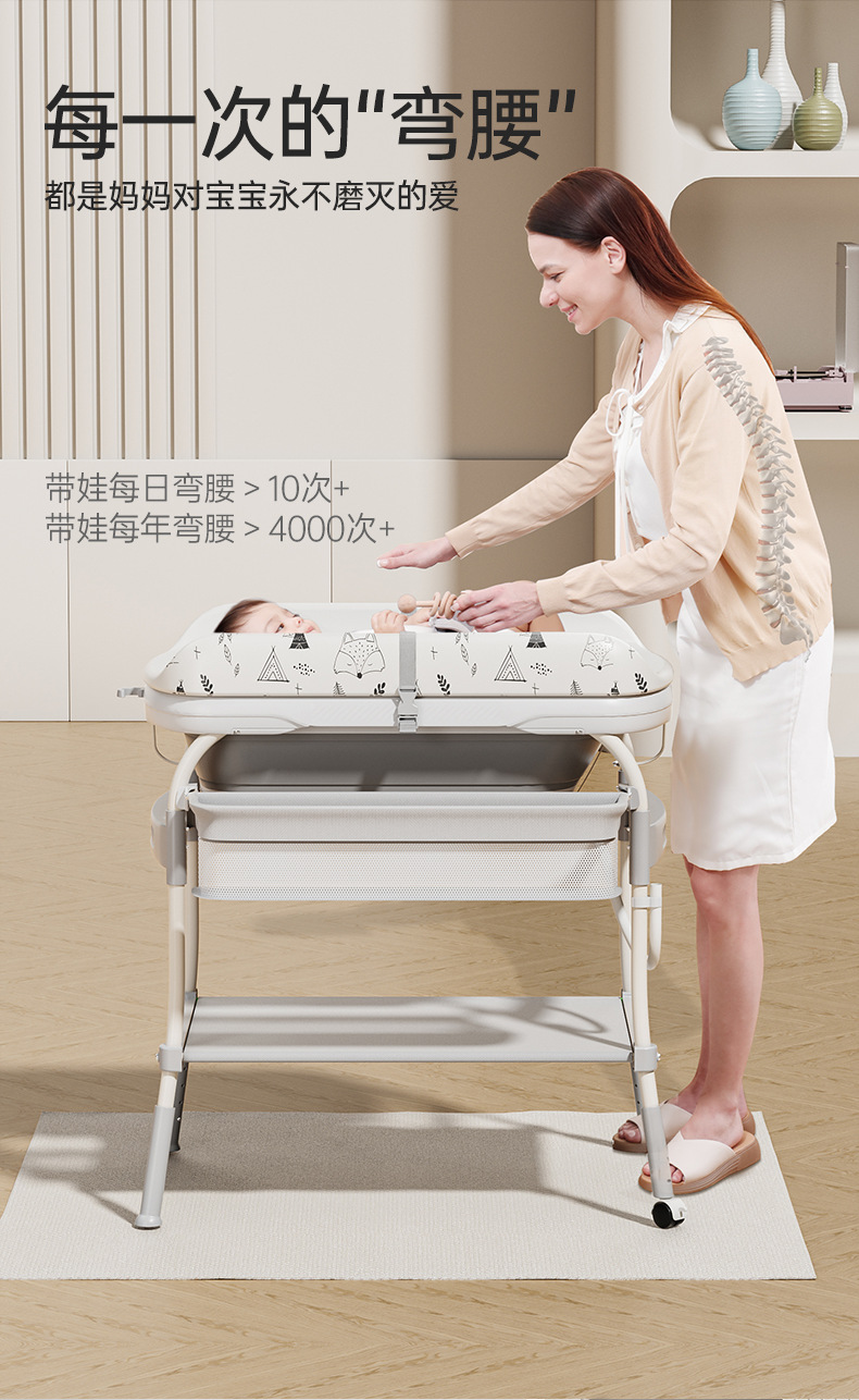 跨境三合一新生儿尿布台宝宝换尿布洗澡一体浴盆多功能移动抚触台婴儿护理台 详情图9