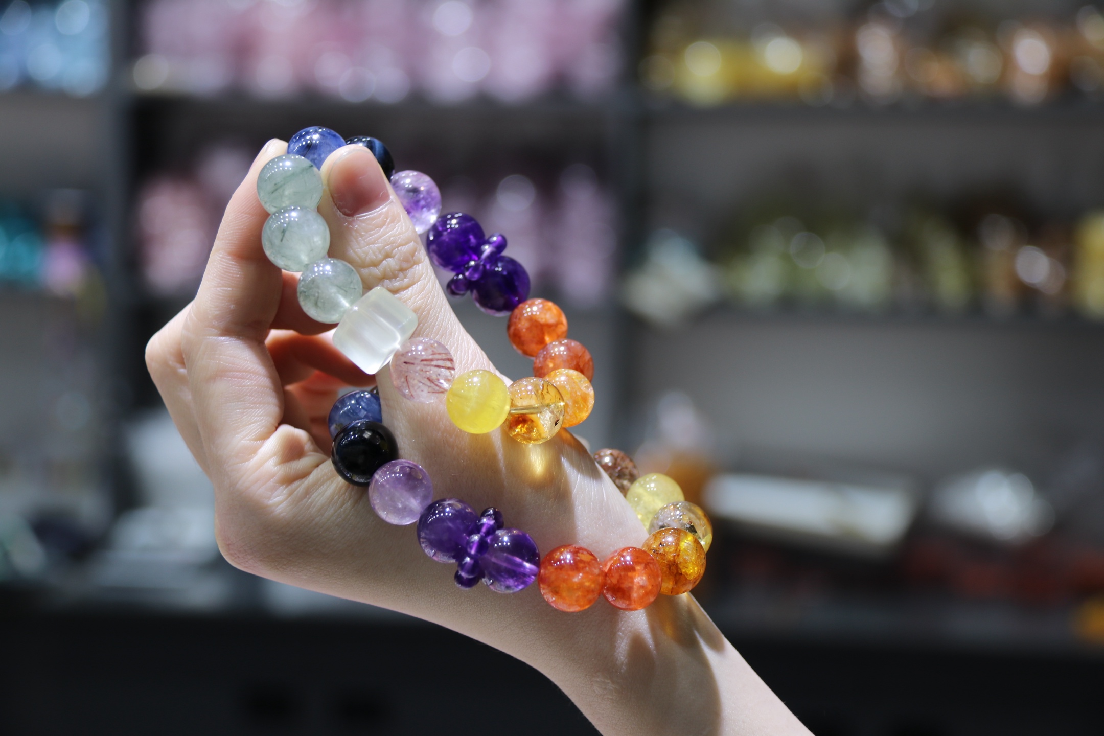【 Ya Jin Pei Jewelry 】13mm green hair crystal brings good fortune, and yellow gum flower gathers golden energy and many treasures, full of elements