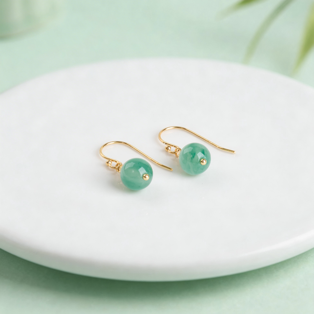 【 Ya Jin Pei Jewelry 】8MM African Emerald threaded sequined earrings