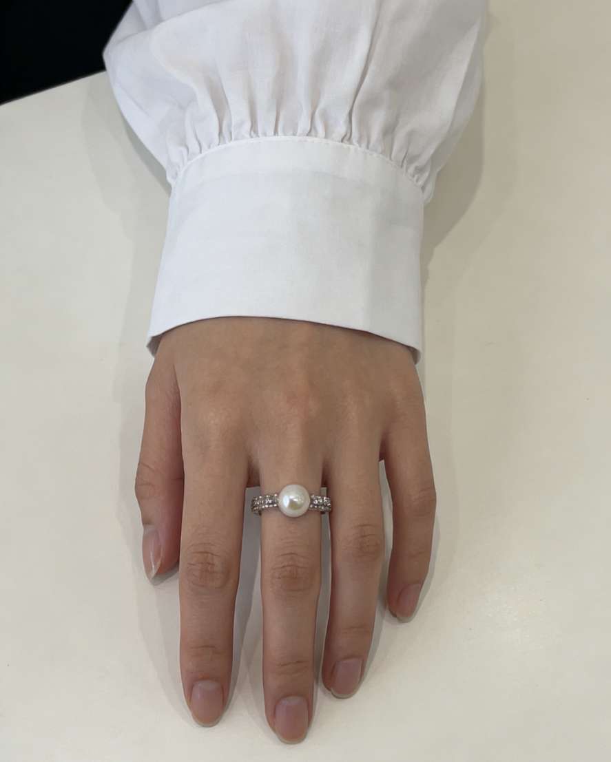 S925银天然珍珠女式戒指银质简约时尚婚戒产品图