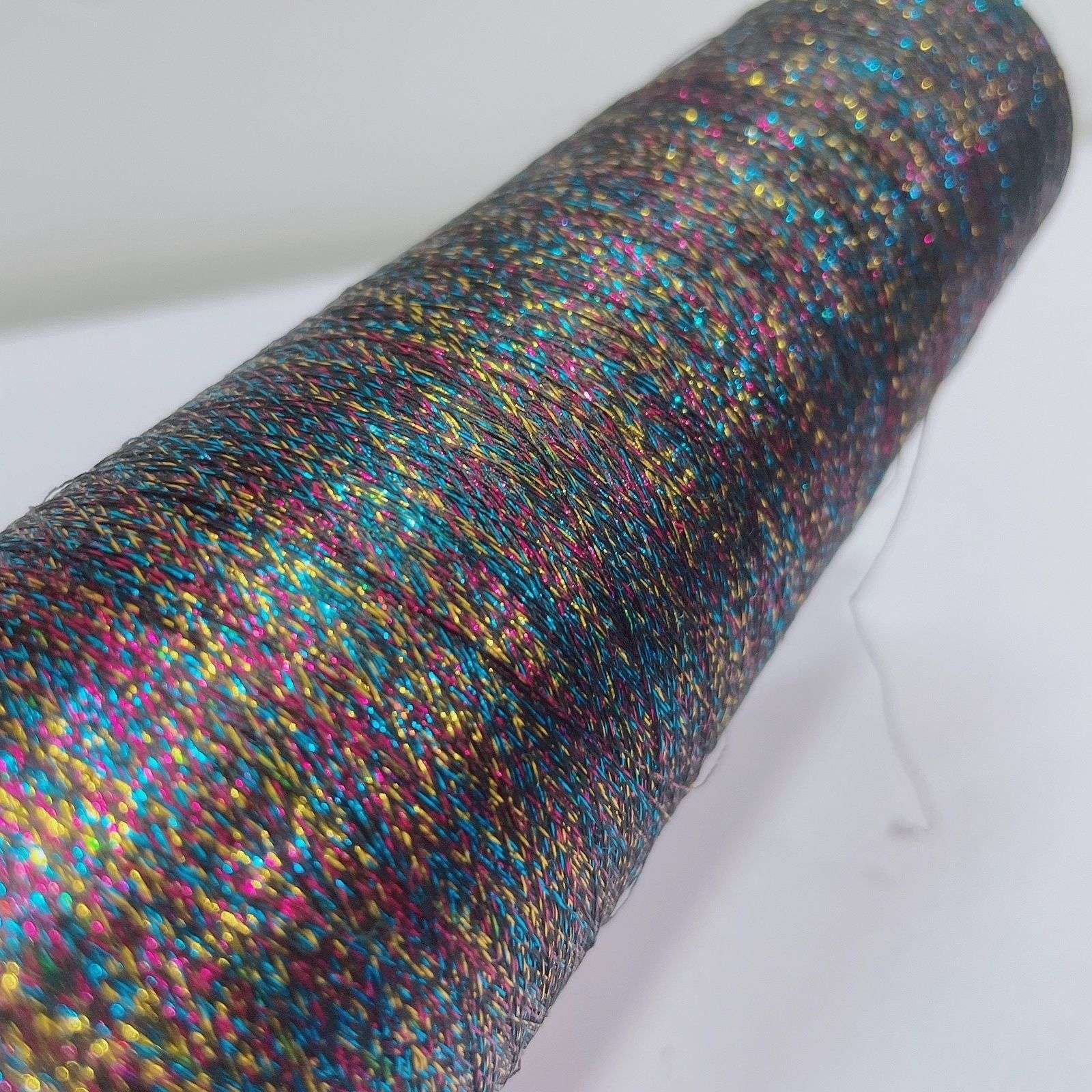 Iridescence Bright silk ribbon bucket, approximately 170 grams, handmade DIY knitted sweater shawl, with thread and flower wrapping, glittering seven colors detail image 6