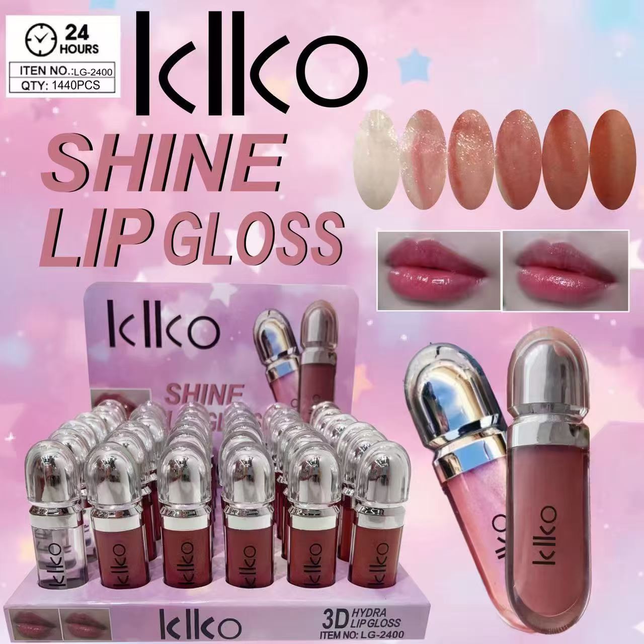 KLKO Lip Gloss makes a dazzling debut. Just one application awakens your desert lips, providing 24-hour long-lasting moisture retention. With a brilliant purple glow, it fully showcases your charming appeal. details Picture