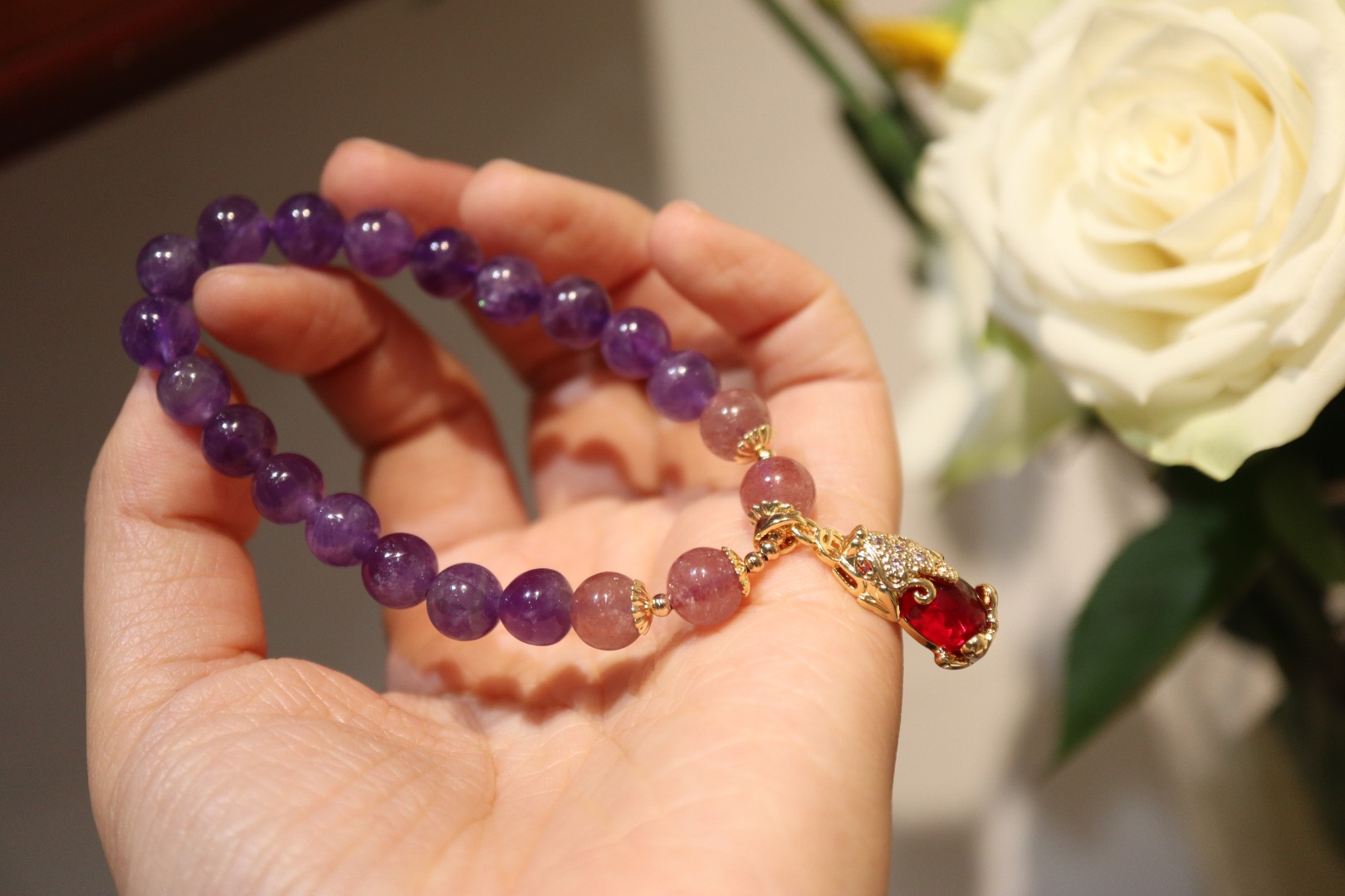 【 Yajinpei Jewelry 】 Fuyuan Amethyst Strawberry Crystal PI Xiu Application Scenario