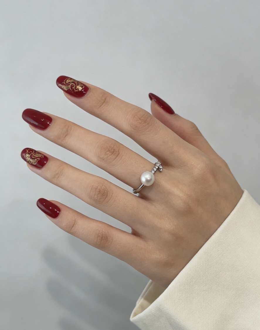 s925银天然珍珠微镶莫桑钻女戒银戒指简约时尚百搭戒指