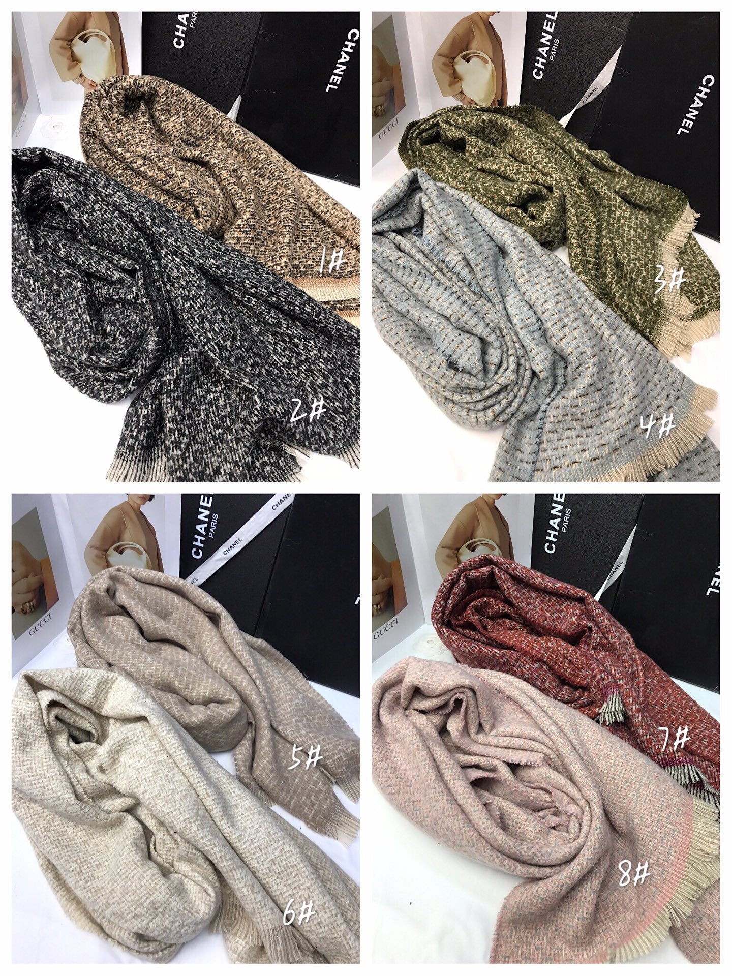 New order style cross-border scarf wholesale, e-commerce live streaming, small stock available, Zhima Dian Dian Xiaoxiangfeng supply Item Picture