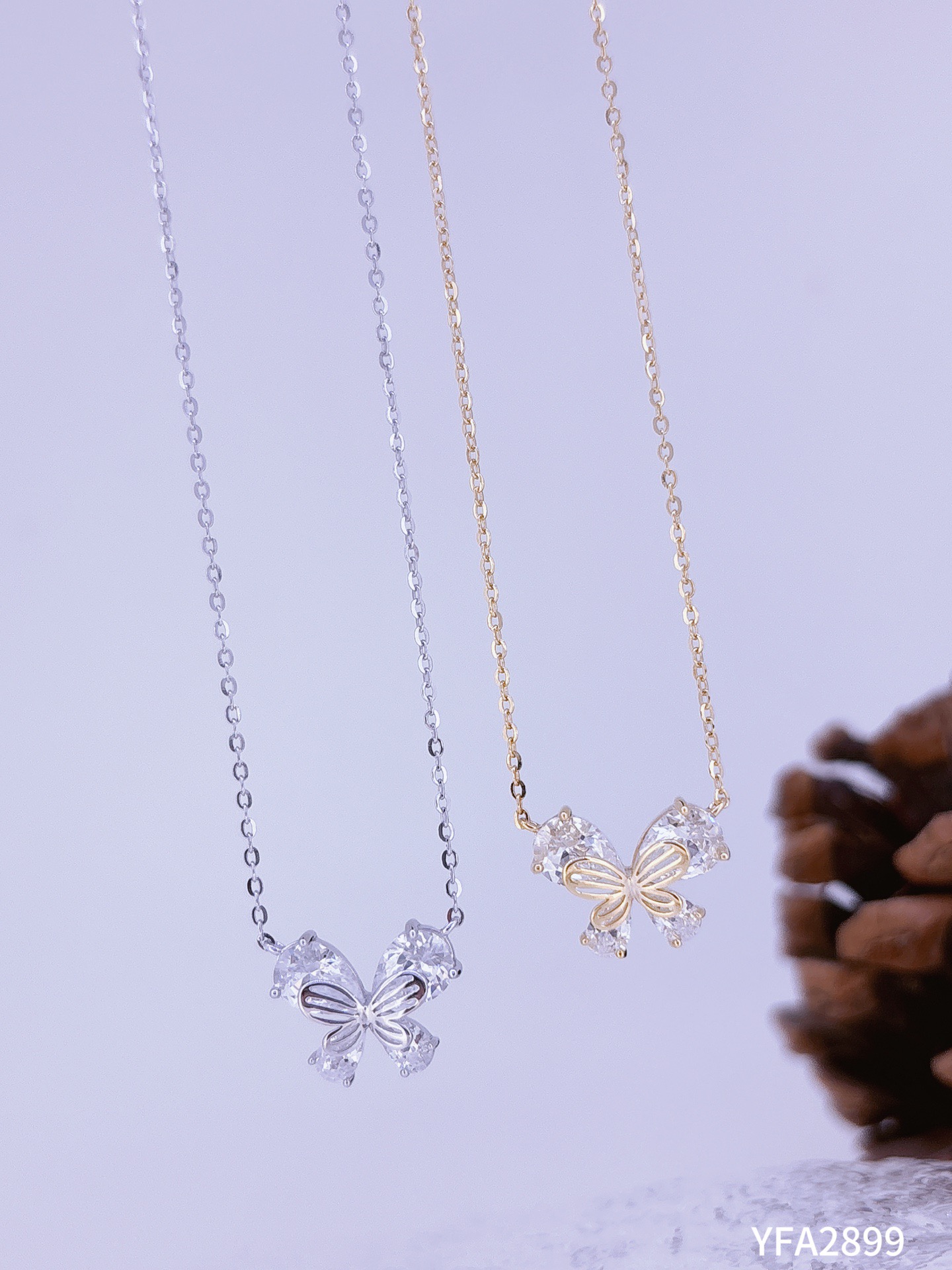 S925纯银蝴蝶吊坠项链时尚百搭气质吊坠