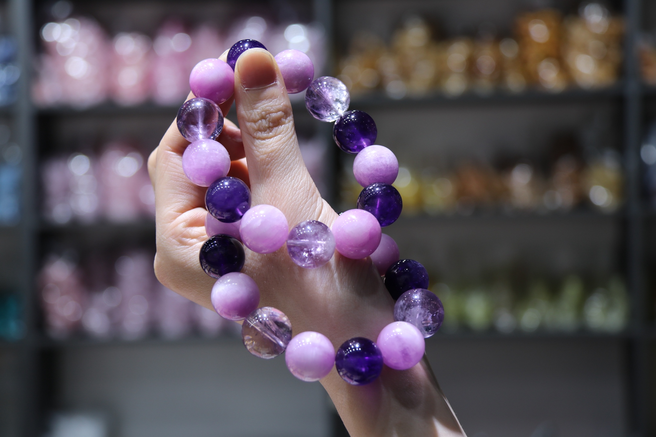 【雅锦佩珠宝】15mm紫水晶稳思绪紫锂辉招甜缘薰衣草紫疗愈心 多宝元素满满 